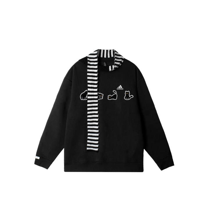 Adidas Adidas LABEL Sweatshirts Unisex Black Crew Neck Moderate