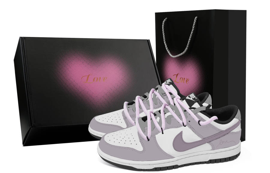 Nike Nike Dunk Love Letter, Heart Box Abrasion Resistant Low top Skateboard Shoes Unisex Purple White