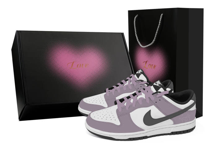 Nike Nike Dunk Hugging, Heart Box Abrasion Resistant Low top Skateboard Shoes Unisex Purple White