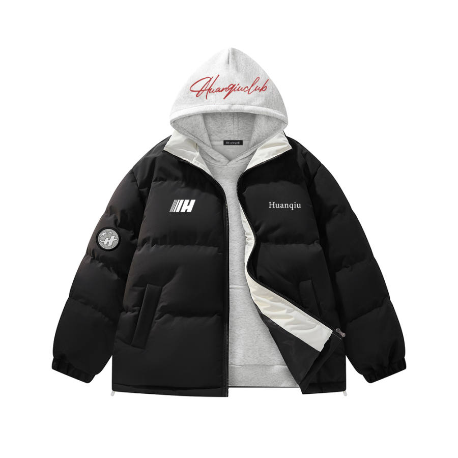 HUANQIU Puffer Jackets Unisex Stand Collar Thickened Padded Puffer Jacket