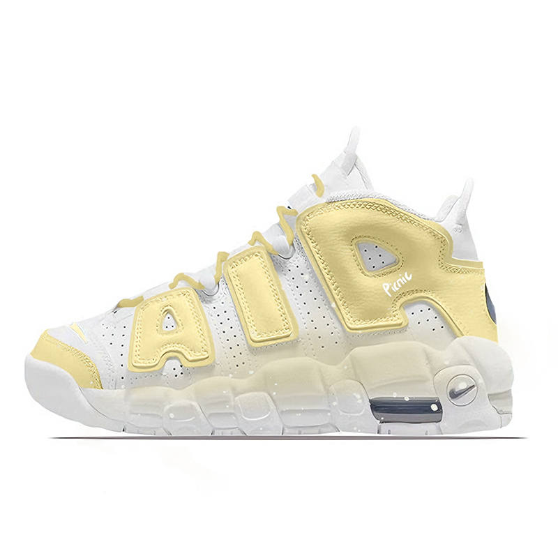 Nike Nike Air More Uptempo Snow Cheese Cloud Comfort Synthetic Leather Cushioning Mid top Vintage Basketball Shoes