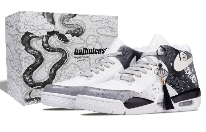 Nike Nike Flight Legacy Between Black & White Abrasion Resistant Mid top Vintage Basketball Shoes Unisex Black White