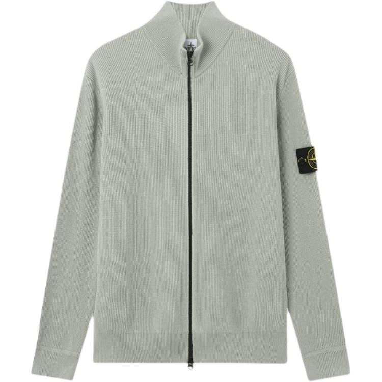 Stone Island Logo Patch Zip-Up Cardigan