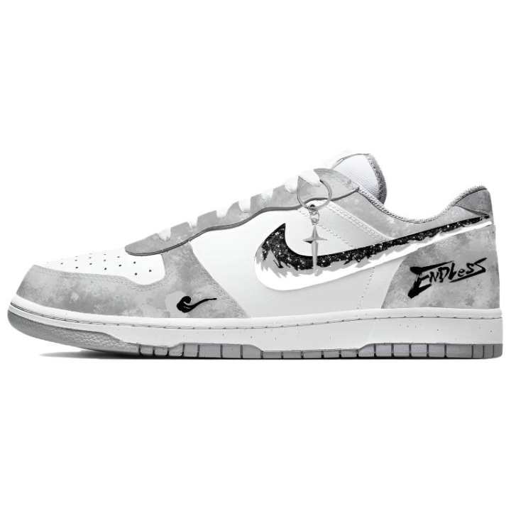 Nike Nike Big Leather Abrasion Resistant Breathable Low top Skateboard Shoes Men's Gray White