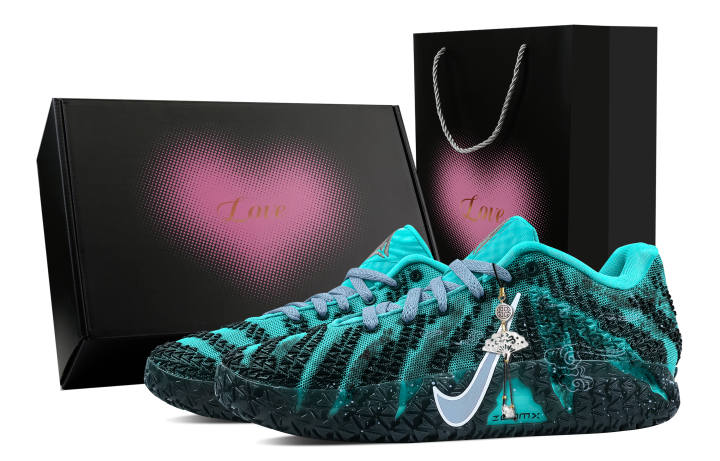 Nike Nike Ja Morant 3 Cyan Cloud Ascending, Heart Box Rebound Grip Low top Basketball Shoes Men's Black Green