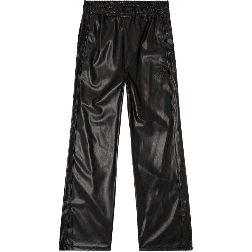 DIESEL Leather Pants Men's Black Moderate Straight Fit Pants