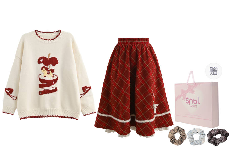 SNBL Two Piece Skirt Sets Women's Crew Neck Moderate Mid Length