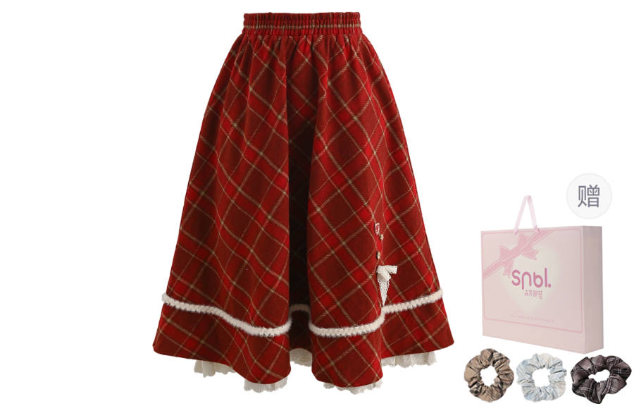 SNBL Casual Long Skirts Women's Red Moderate Mid Length