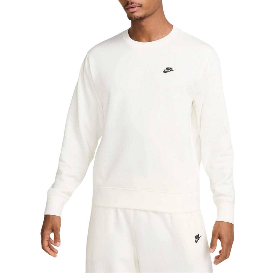 Nike Nike Club Sweatshirts Men's Sail White/Sail White/Black Crew Neck Moderate Regular
