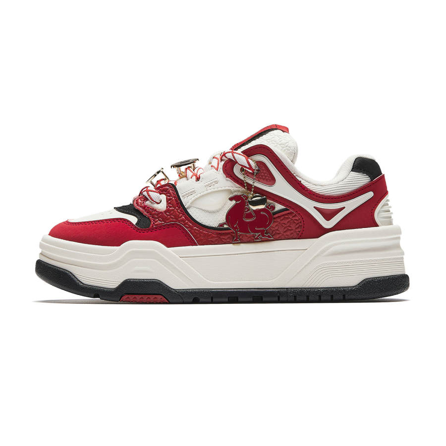 Anta Cheeses Cake Slip Resistant Abrasion Resistant Low top Skateboard Shoes Women's White Red Black
