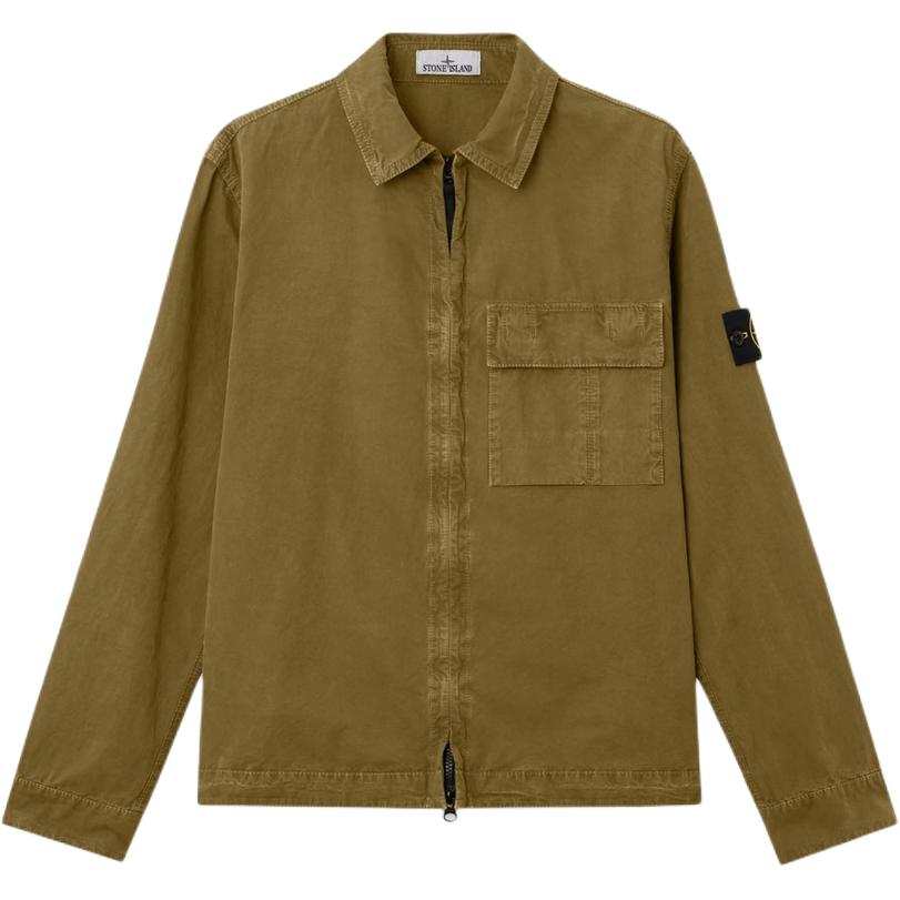 Stone Island Logo Patch Zip-Up Shirt Jacket