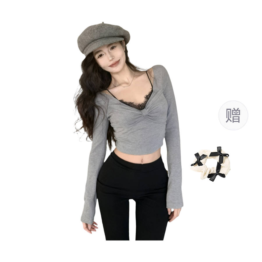 CPAURA Knitwear Women's Gray+Hair Tie Included Moderate