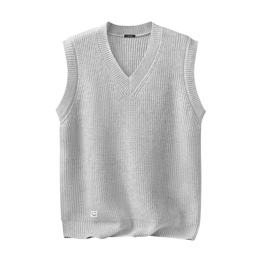 MINISO Vests Unisex V Neck Thickened And Fleece Lined Knitted Fabric