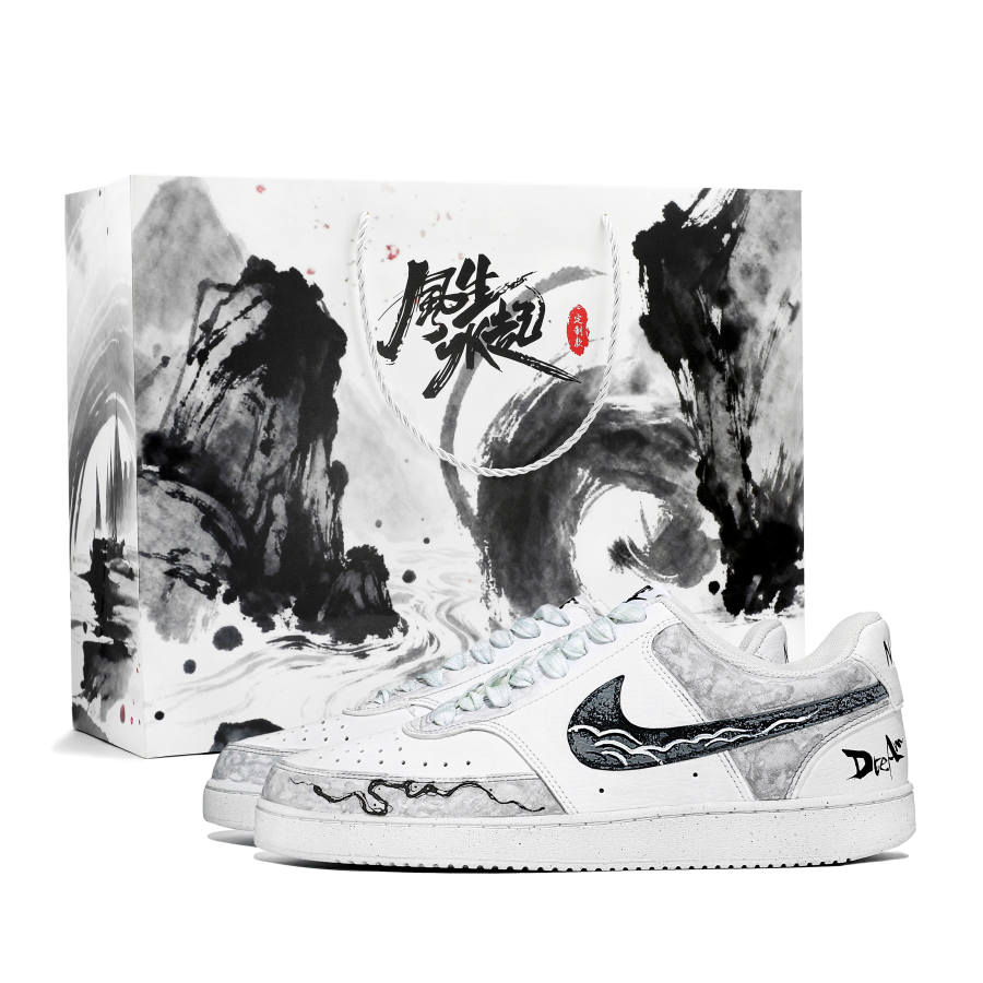 Nike Nike Court Vision 1 Snake Dance Universe Abrasion Resistant Low top Skateboard Shoes Unisex Gray