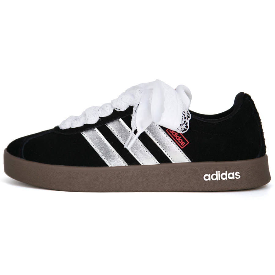 Adidas Adidas VL COURT 2.0 Moonlight Ballet Abrasion Resistant Abrasion Resistant Low top Skateboard Shoes Unisex Black Silver