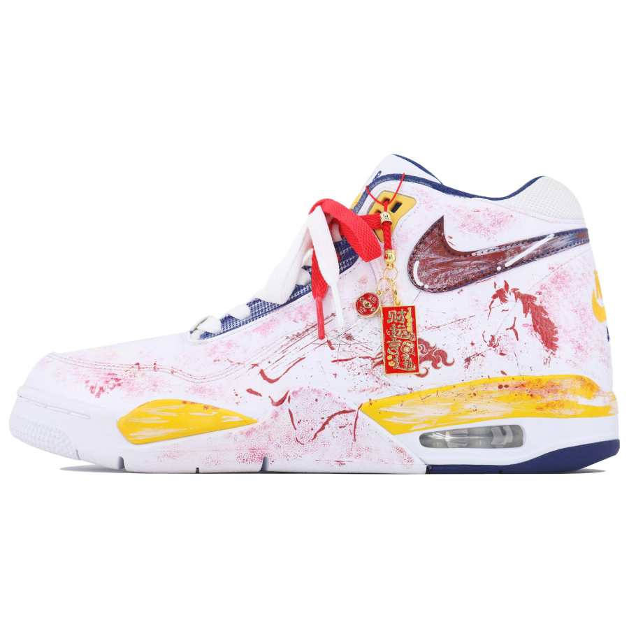 Nike Nike Flight Legacy Trendy CNY Mid top Vintage Basketball Shoes Men's White Red Yellow