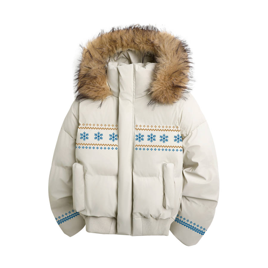 HUANQIU Puffer Jackets Unisex Hooded Thickened Padded Puffer Jacket