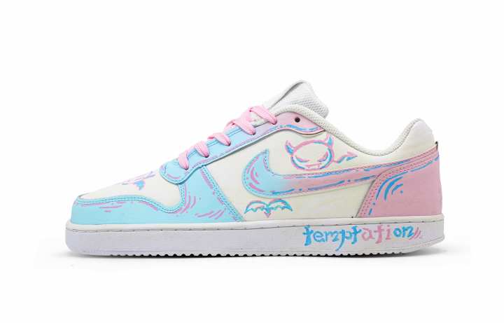 Nike Nike EBERNON Demon Abrasion Resistant Low top Skateboard Shoes Men's Blue Pink
