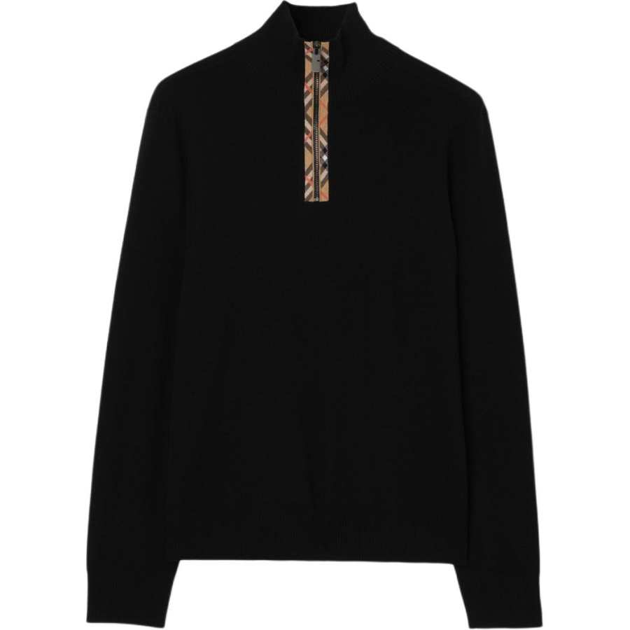 Burberry Burberry Check Trim Half-Zip Jumper