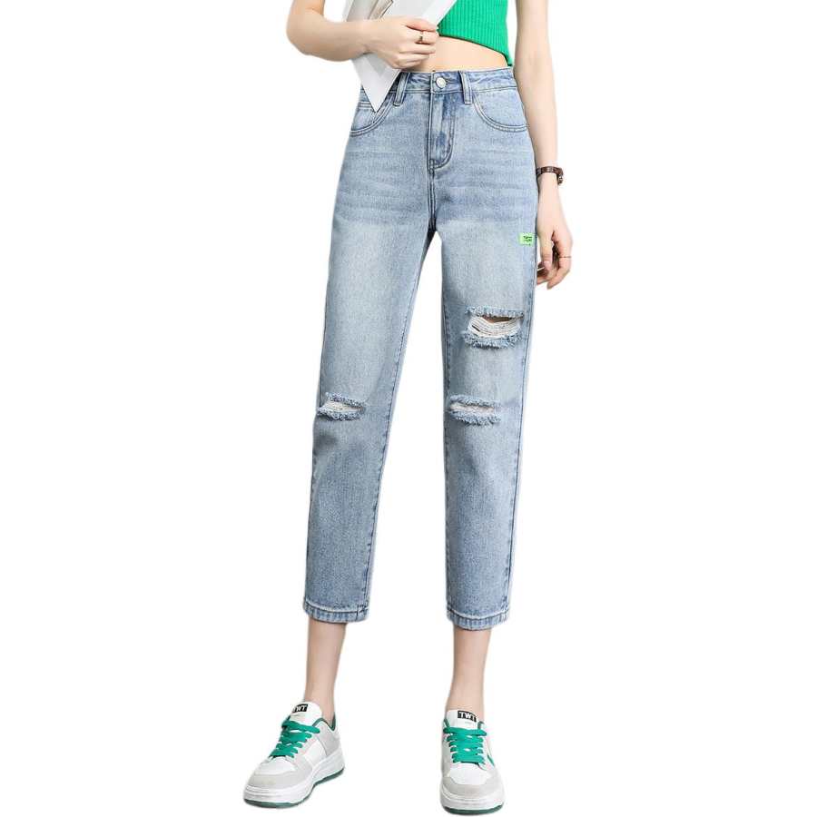 Tonlion Jeans Women's Light Aqua Blue Moderate Wide Leg Pants