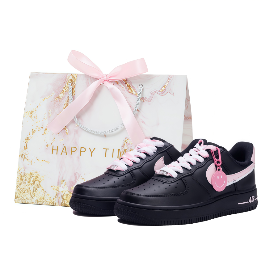 Nike Nike Air Force 1 Black Warrior Leather Low top Skateboard Shoes Unisex Black Pink 2025 Edition