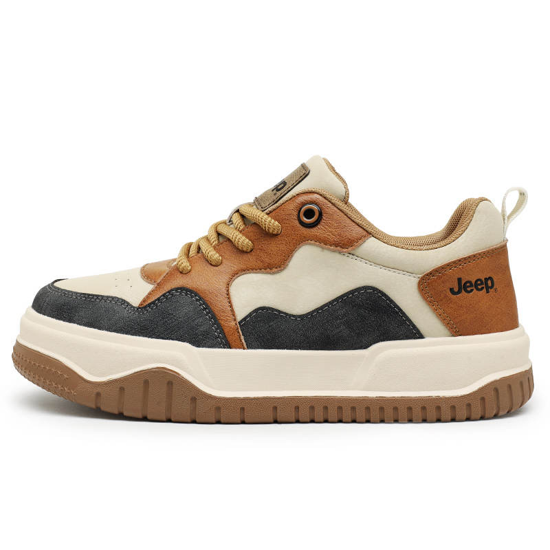 Jeep Cushioning Abrasion Resistant Slip Resistant Low top Skateboard Shoes Men's Beige Brown