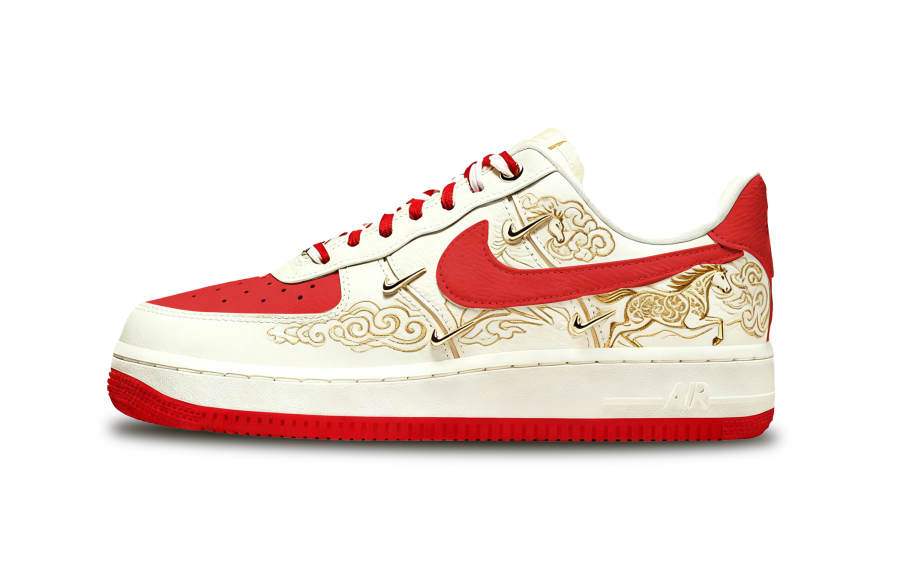 Nike Nike Air Force 1 Thermal Abrasion Resistant Low top Skateboard Shoes Unisex White Red