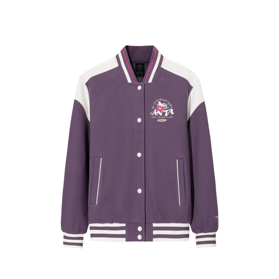 Anta Jacket Women's Deep Plum Purple Warm Jade White