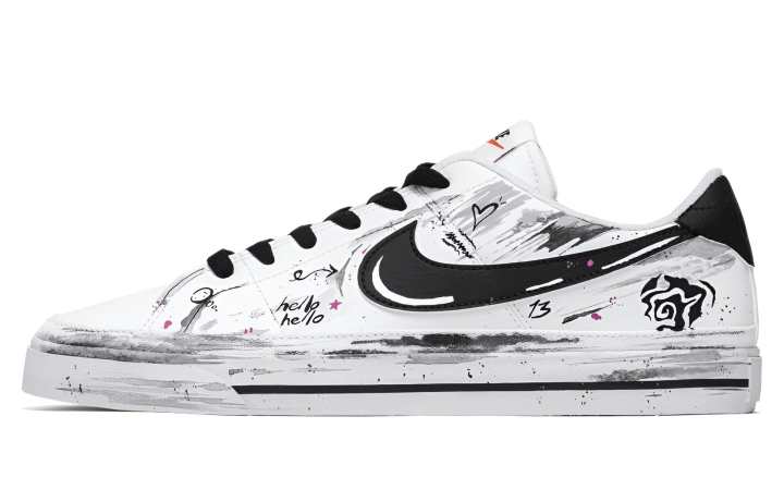 Nike Nike Court Legacy Great Journey West, Eternal Night Abrasion Resistant Low top Skateboard Shoes Men's White