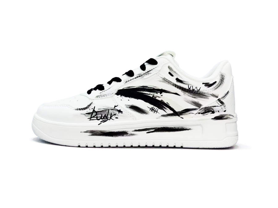 Anta Easy Slip Resistant Abrasion Resistant Low top Skateboard Shoes Unisex Black White