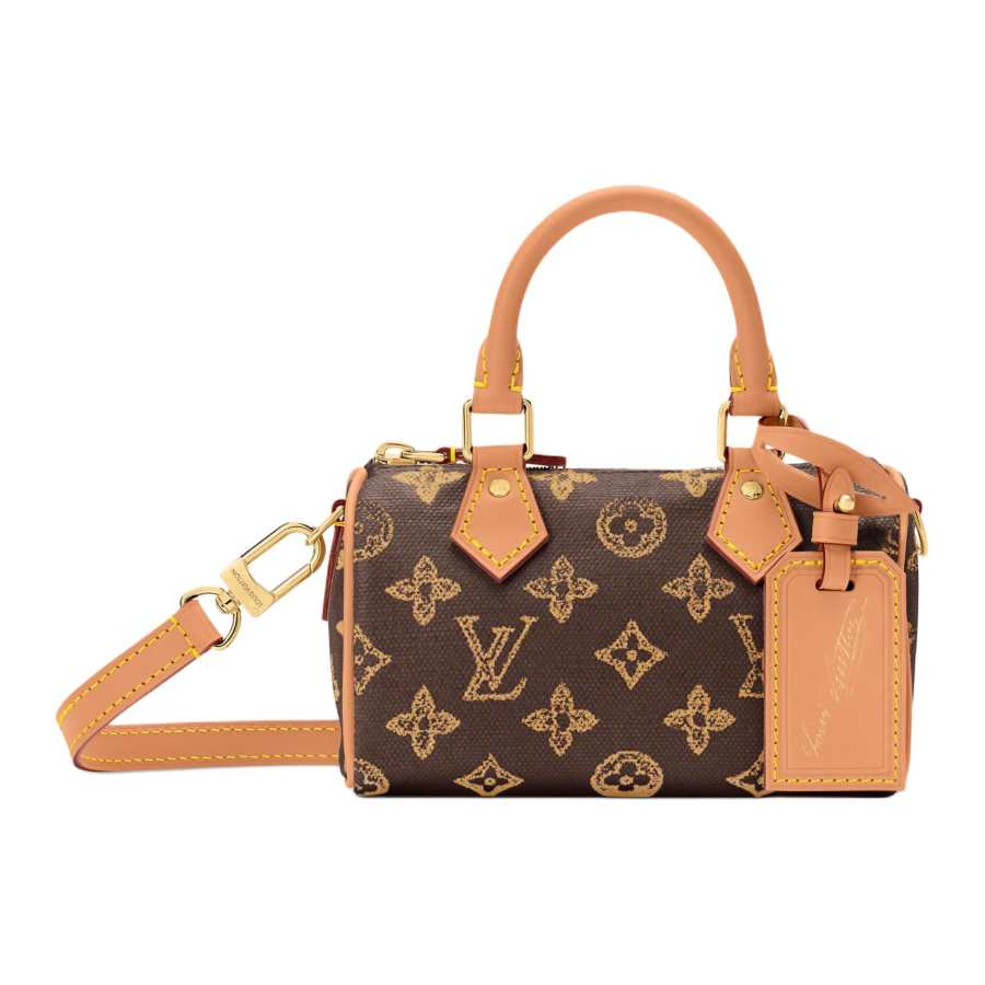 LOUIS VUITTON NANO SPEEDY Coated Canvas Shoulder Bag, Crossbody Bag, Handbag Women's Brown