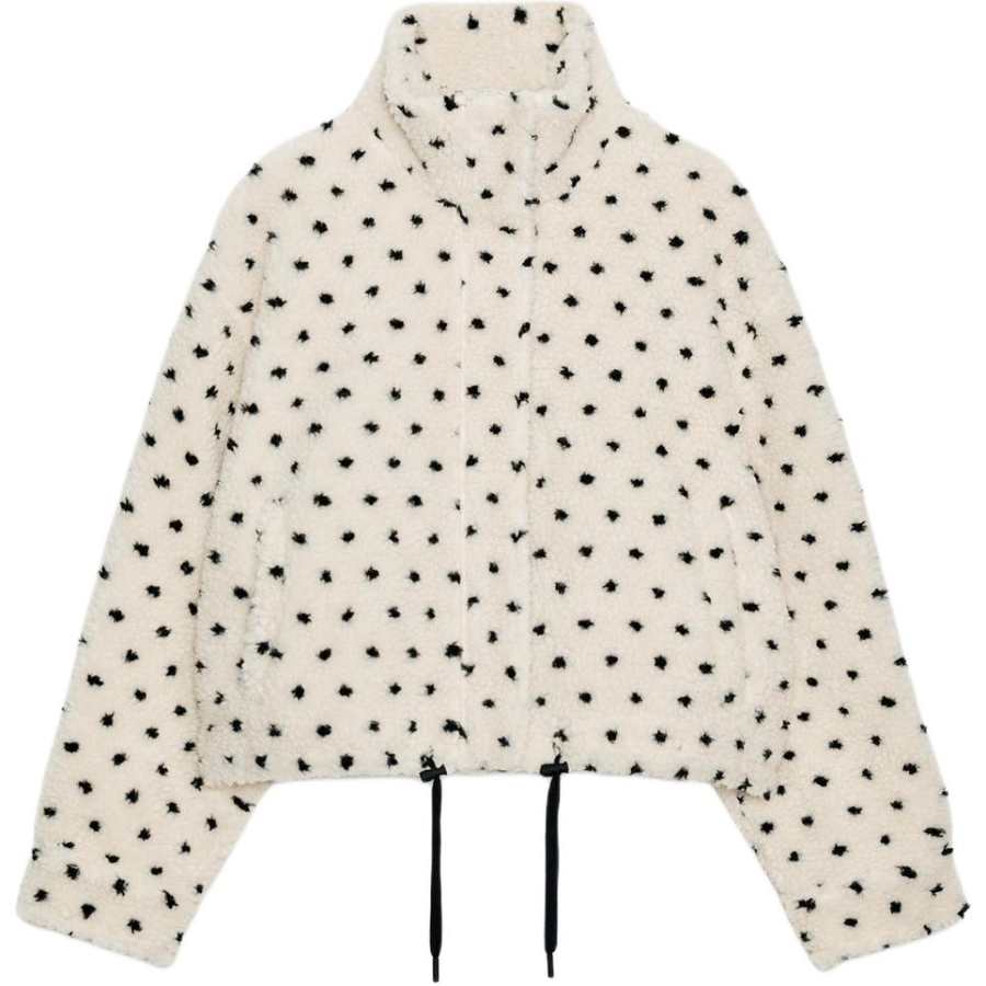 ZARA Velvet Jackets Women's White/Black Stand Collar Moderate