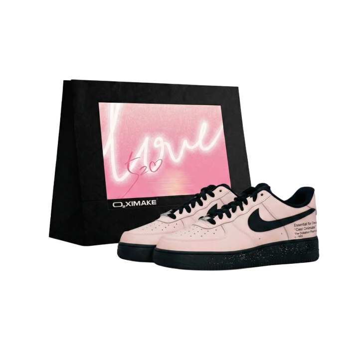 Nike Nike Air Force 1 Abrasion Resistant Height Increasing Low top Skateboard Shoes Unisex Black Pink