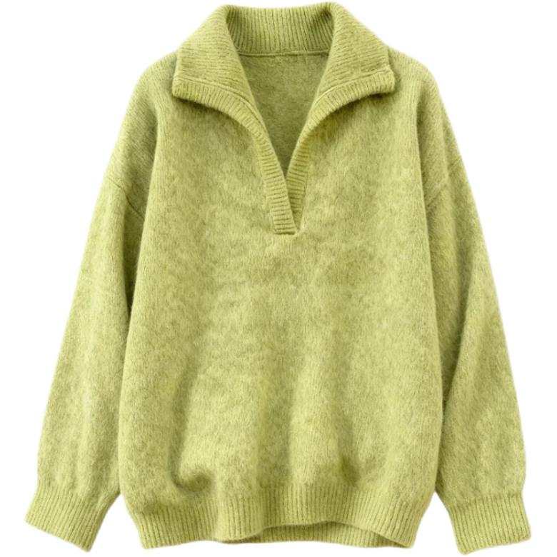 VENICEW Knitwear Women's Image Color Including VN Brand Sticker Lapel Thickened