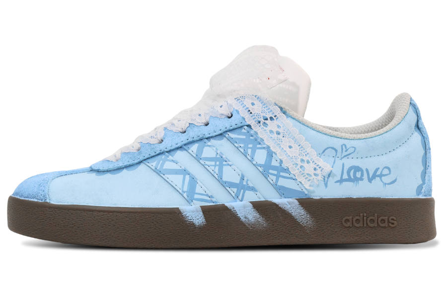 Adidas Adidas VL COURT 2.0 Ice Blue Love Skateboard Shoes Women's Blue