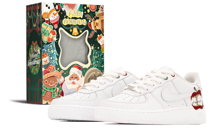 Nike Nike Air Force 1 Steal A Bite, Christmas Box Cushioning Low top Skateboard Shoes Unisex White