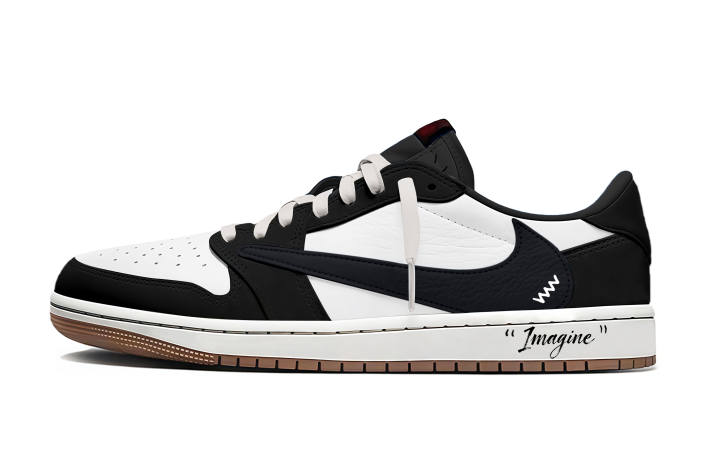 Jordan Travis Scott x Jordan Air Jordan 1 Black White Classic Travis Scott X AJ1 Abrasion Resistant Low top