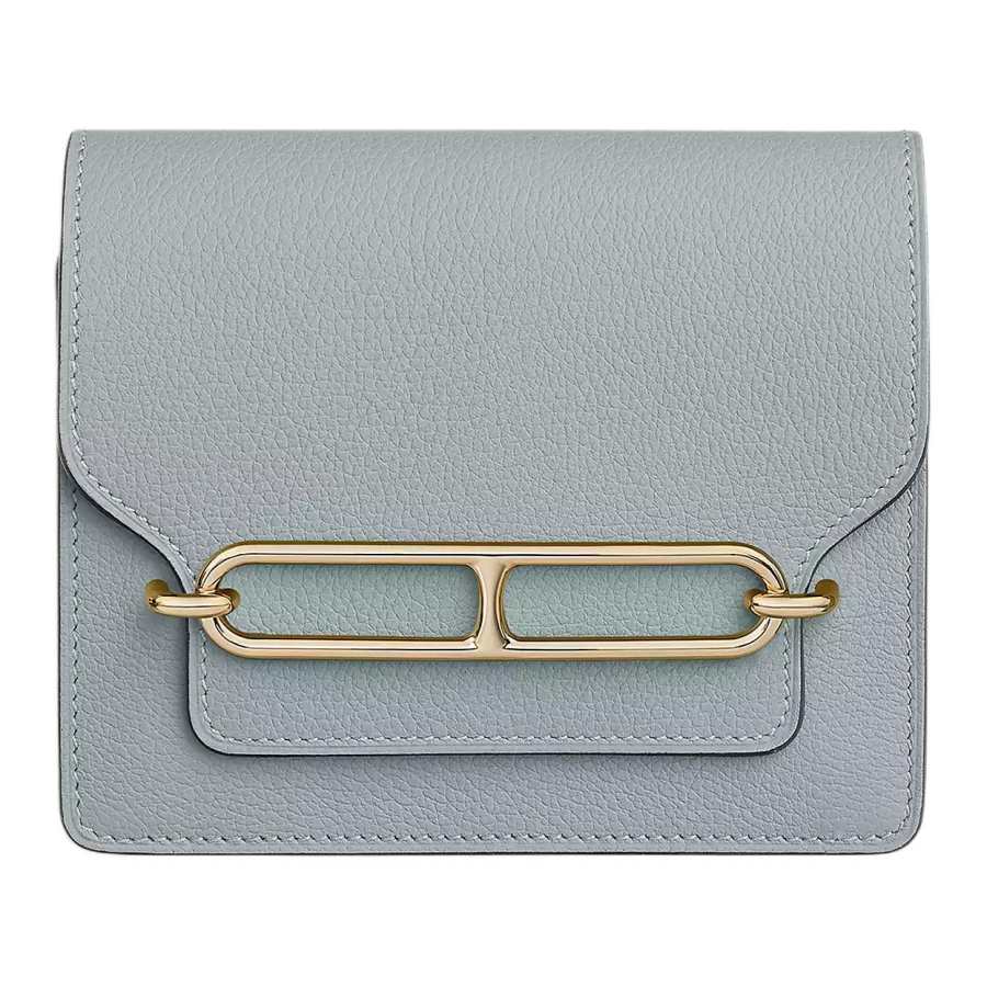 HERMES Calfskin Pig Nose Coin Purse, Card Holder, Fanny Pack Women's 8U Bleu Glacier Blue