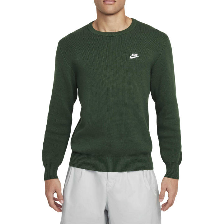 Nike Nike Club Knitwear Men's Fir Wood/White Crew Neck Moderate