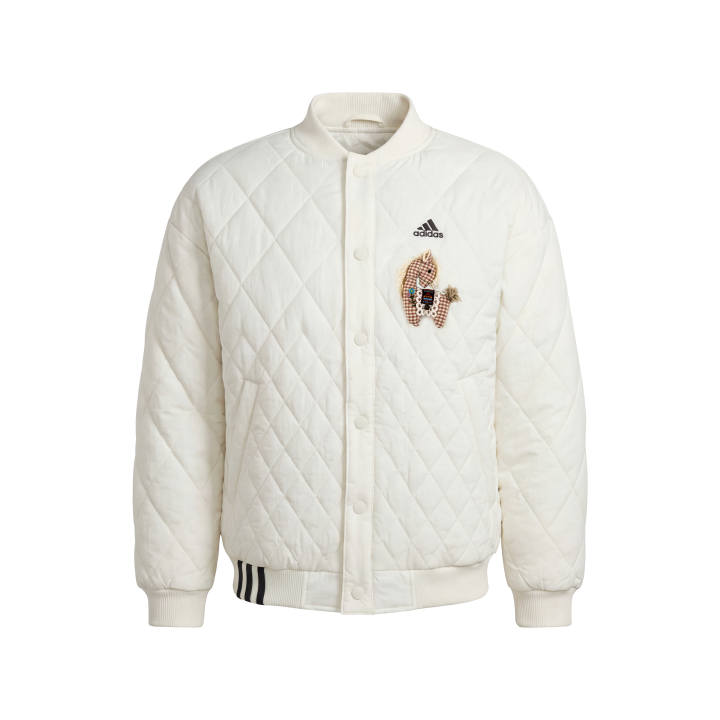 Adidas Adidas Puffer Jackets Unisex Ivory Stand Collar Moderate Quilted Padded Jacket