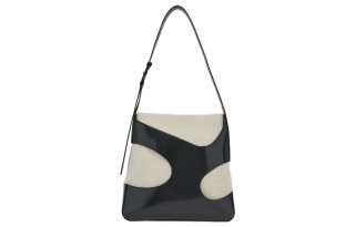 FERRAGAMO Cow Leather With Fabric Handbag, Shoulder Bag Men's White & Black
