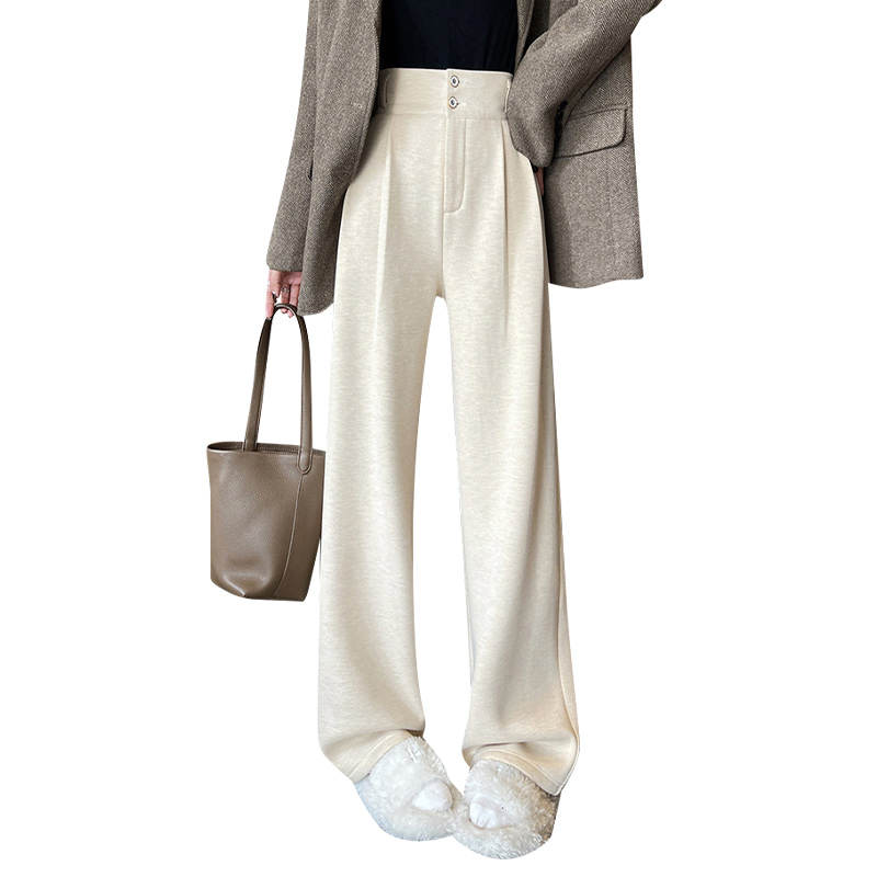 MIIOW Casual Pants Women's Thickened And Fleece Lined Wide Leg Pants