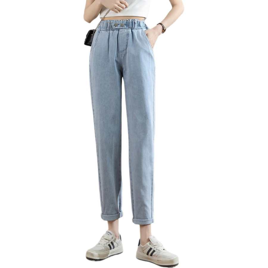 Tonlion Jeans Women's Moon White Blue Moderate Straight Fit Pants