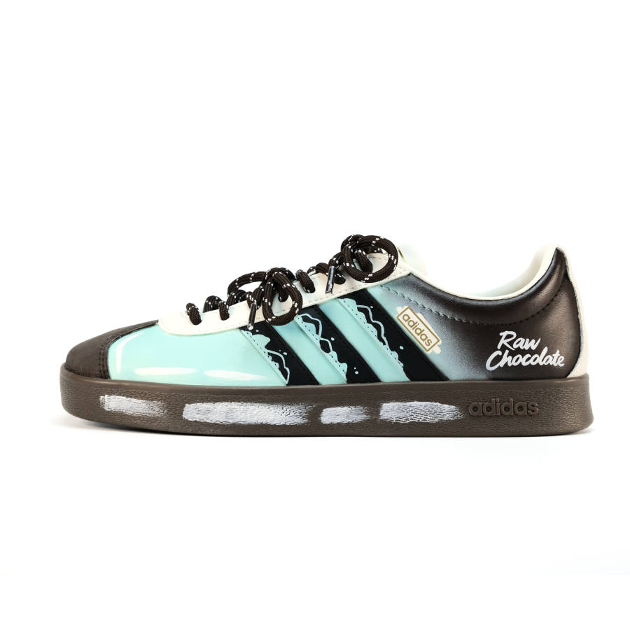 Adidas Adidas Vl Court Classic Mint Chocolate Abrasion Resistant Low top Skateboard Shoes Unisex Blue Brown