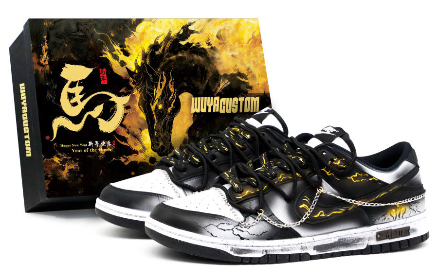 Nike Nike Dunk CNY Horse Year, Crow Made, Horse Steps Gold Island Cushioning Abrasion Resistant Skateboard Shoes Unisex