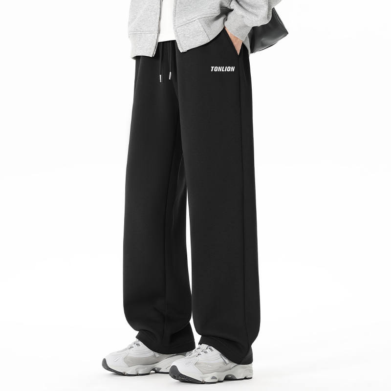 Tonlion Casual Pants Unisex Thickened And Fleece Lined Straight Fit Pants