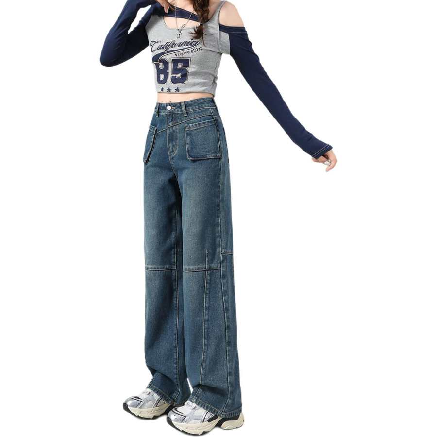 Tonlion Jeans Women's Premium Gray Moderate Wide Leg Pants