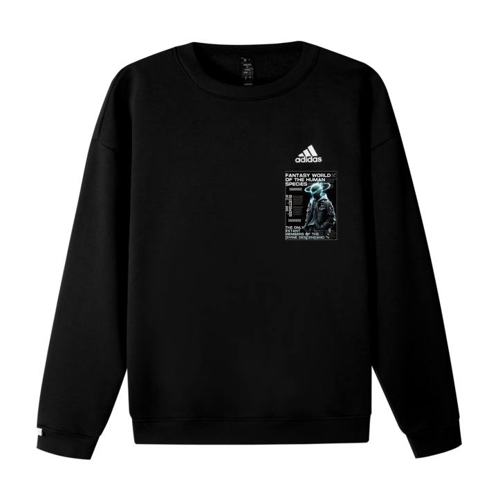 Adidas Adidas LABEL Fleece Lined Cold Flame Walker Logo Printed Pattern Crew Neck Drop Shoulder Pullover Long Sleeved