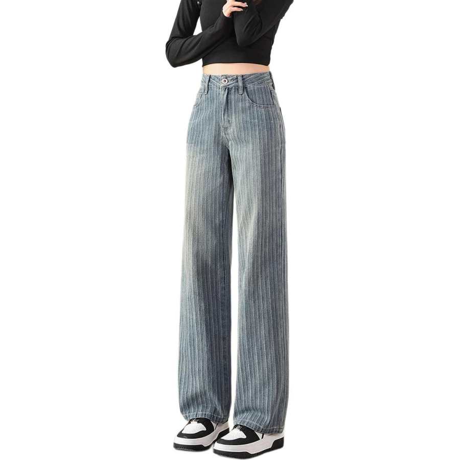 Tonlion Jeans Women's Vintage Blue Moderate Wide Leg Pants