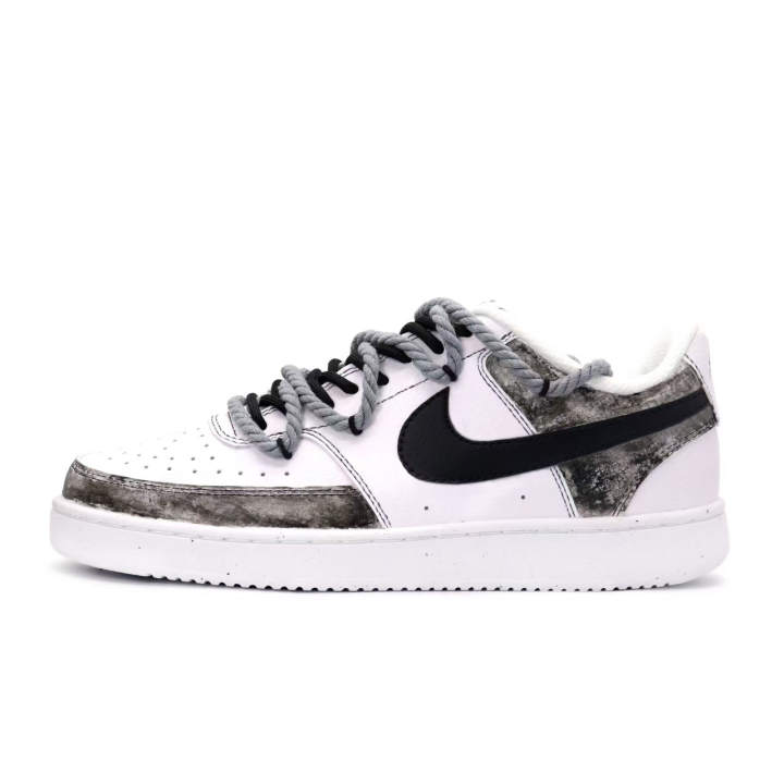 Nike Nike Court Vision 1 Ink Scholar Synthetic Leather Abrasion Resistant Low top Skateboard Shoes Men's Black White